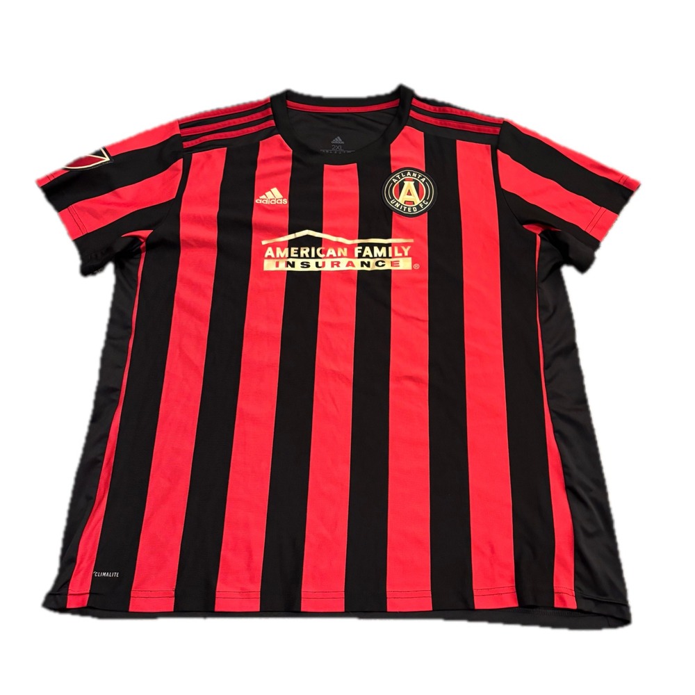 Adidas Atlanta United FC MLS Jersey 2XL Red Black Striped Climalite DP9032